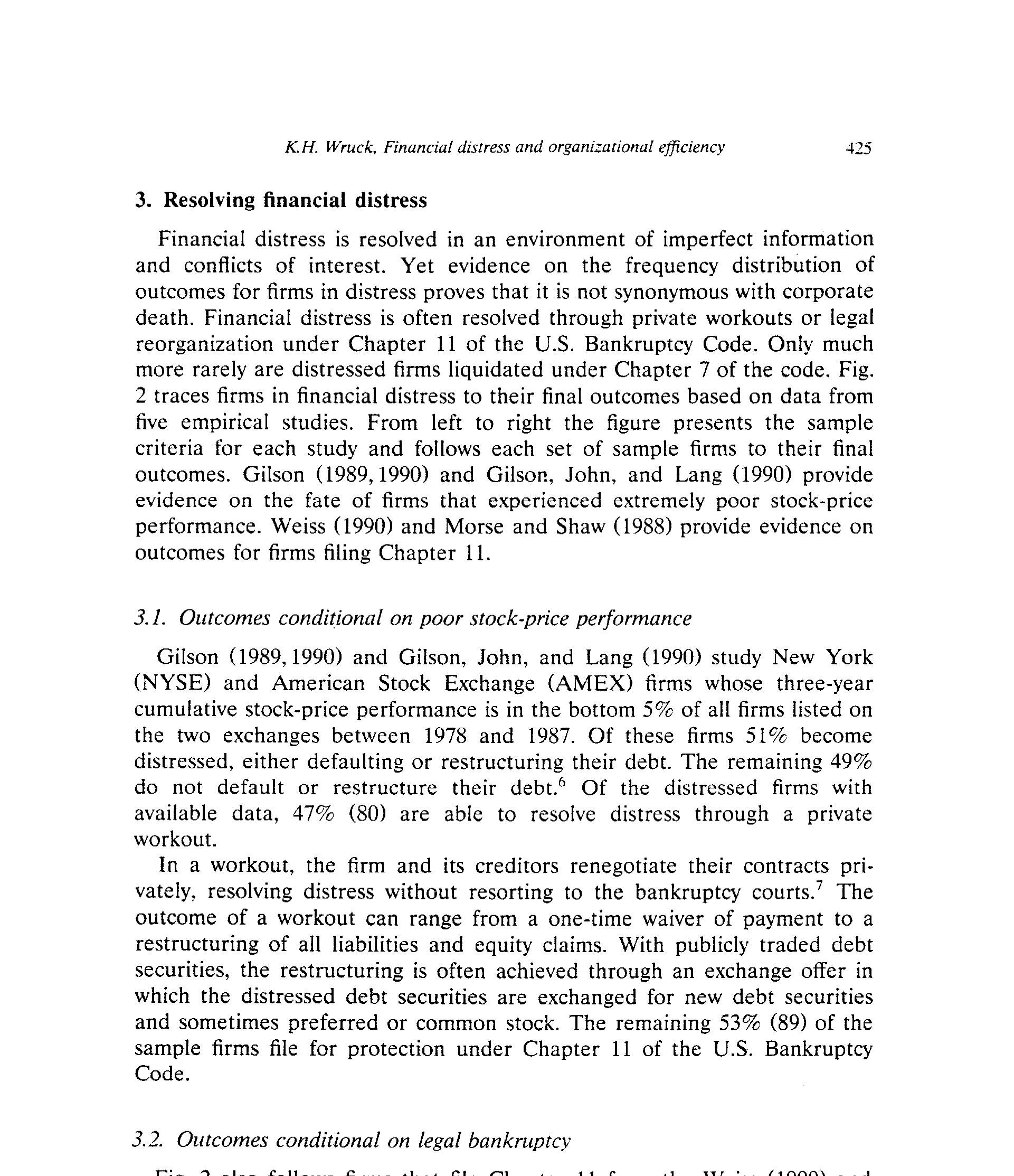 Figure 2: also follows firms that file Chapter 11 from the Weiss (1990) and