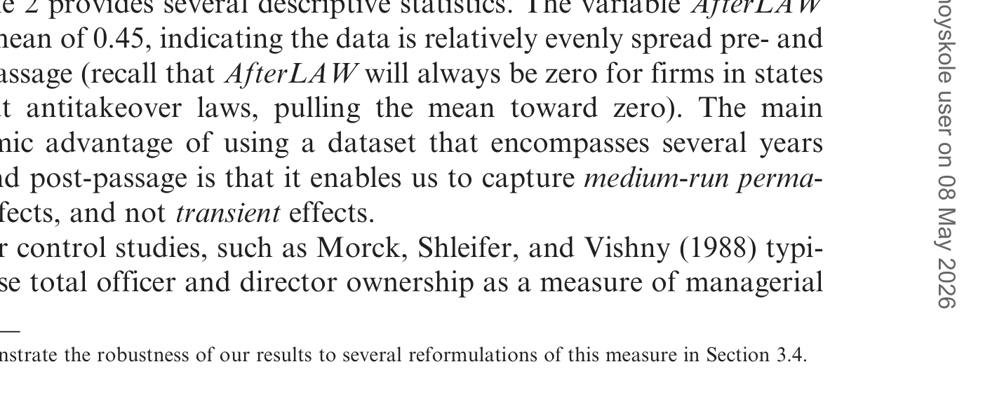 Table 2: provides several descriptive statistics. The variable AfterLAW