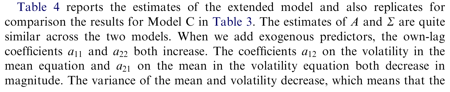 Table 4: reports the estimates of the extended model and also replicates for