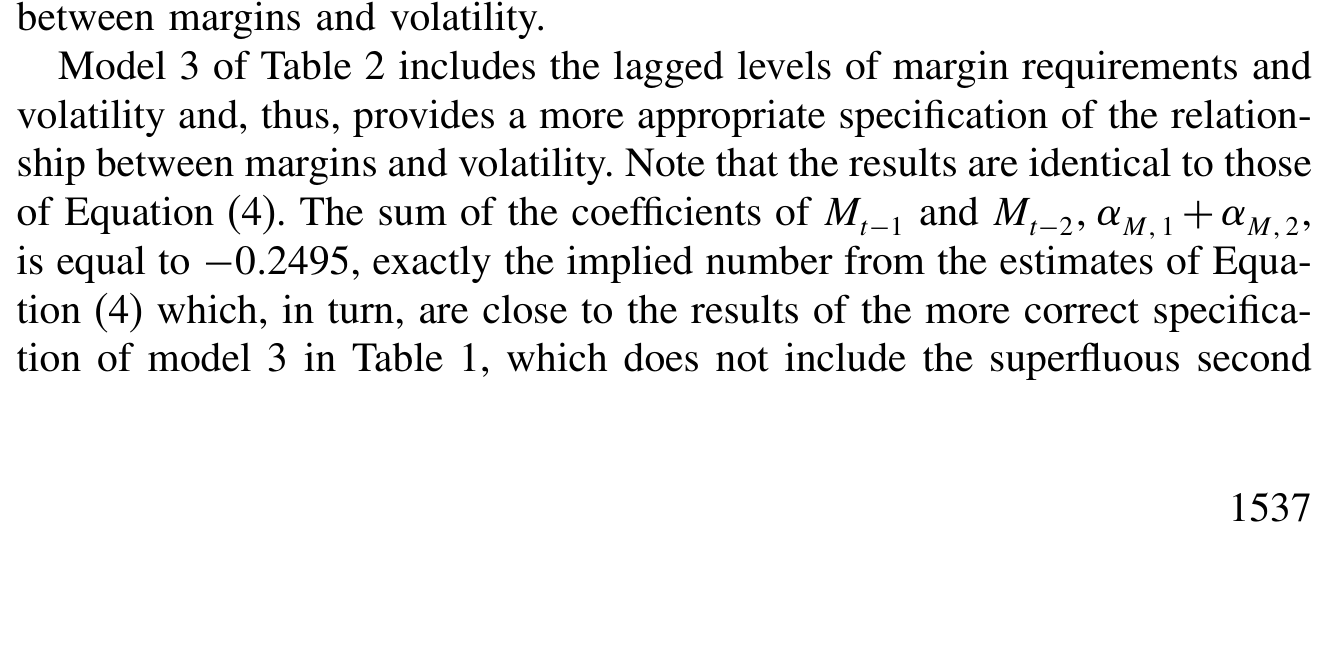 Table 2: presents regression estimates for special cases of Equation (5)