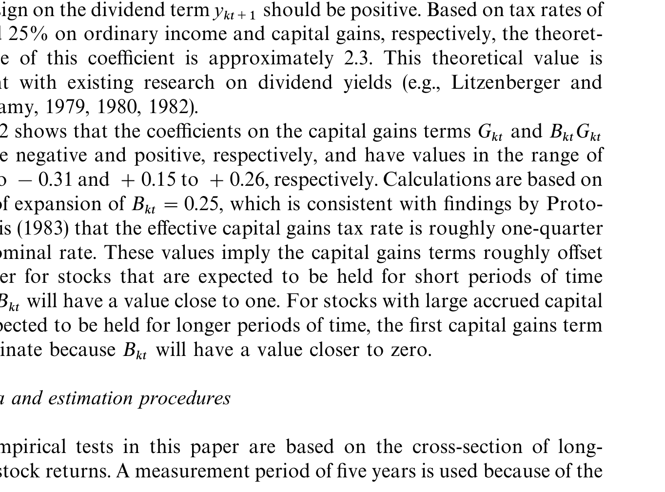 Table 2: provides theoretical signs and values of the coe$cients on the