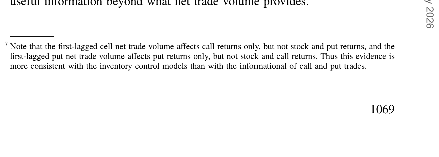 Table 6: reveals several cross-market relationships between the stock and
