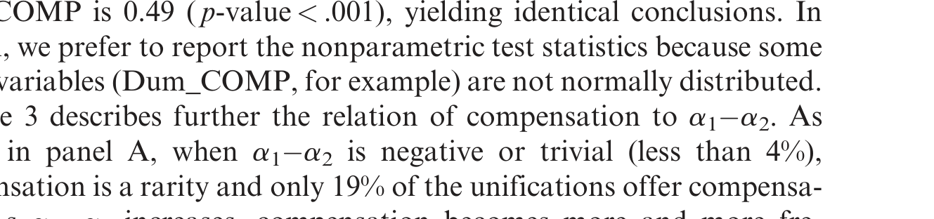 Table 3: describes further the relation of compensation to a (cid:1)a . As
